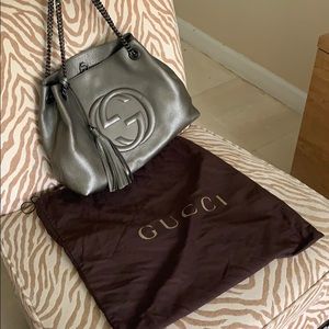 Gucci Tote Soho Chain Grey leather bag